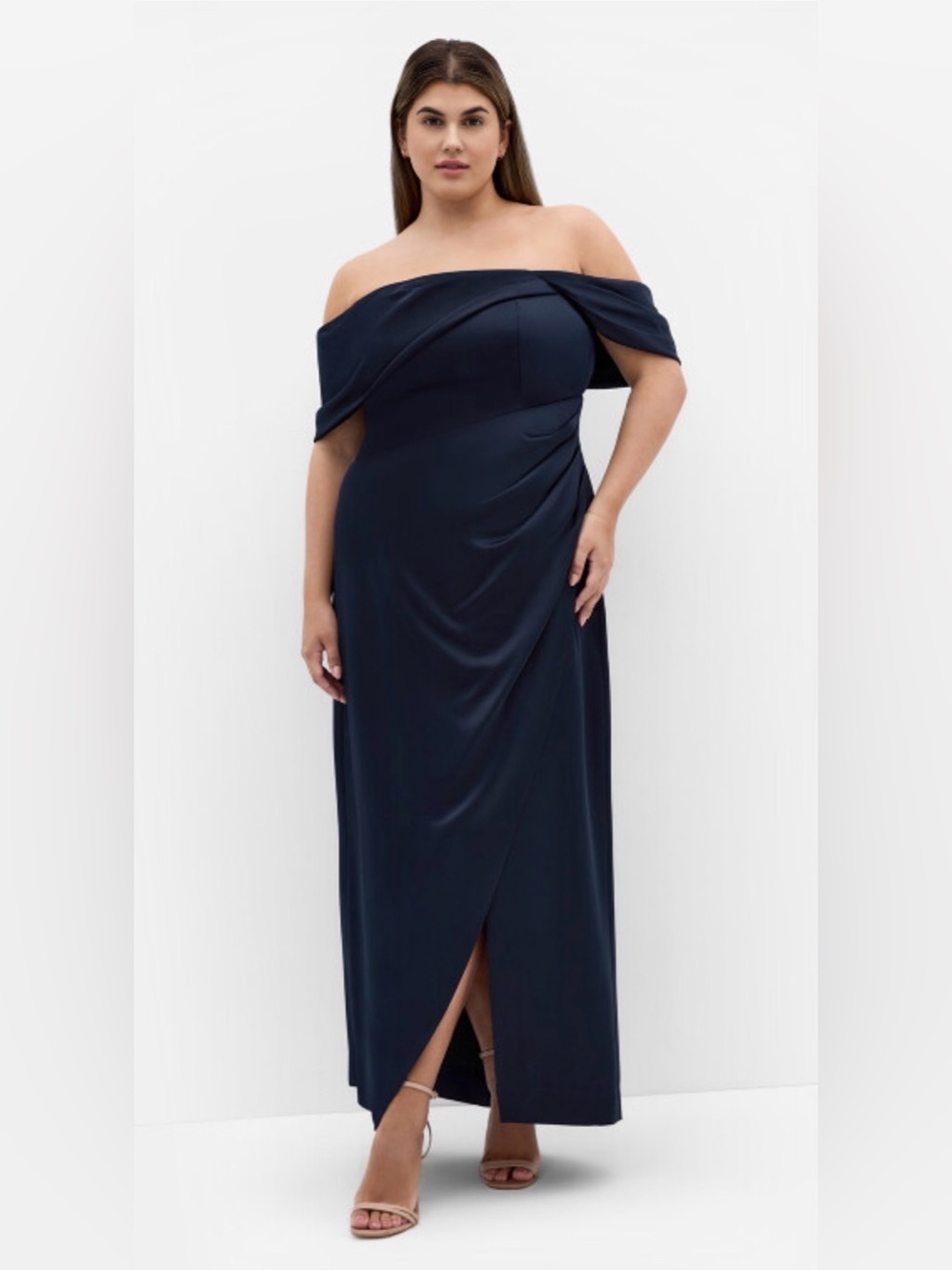 City Chic Off-Shoulder Paloma Navy Blue Maxi Dress